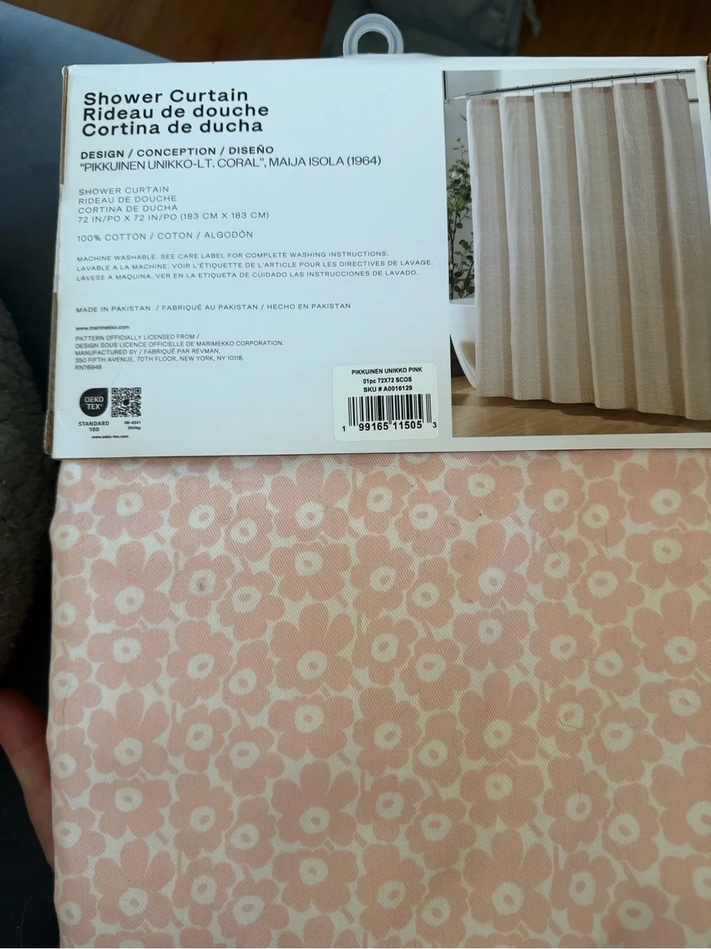 HTF Marimekko Pink and White Floral Design Pikkuinen Unikko Shower Curtain